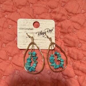 Blazin Roxx Gold and Blue Teardrop Earrings